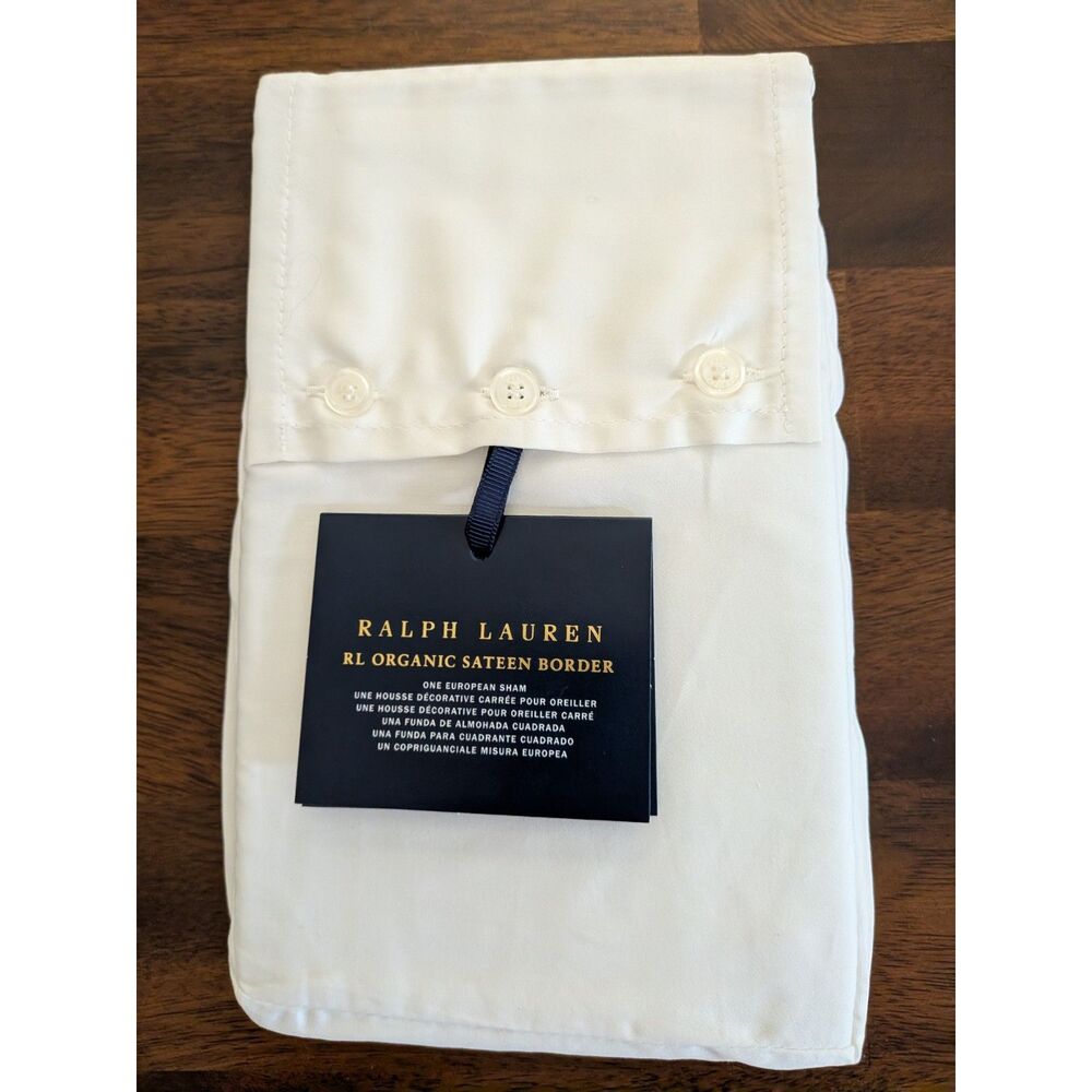 Ralph Lauren RL Organic Sateen Border Euro Sham Parchment NWT